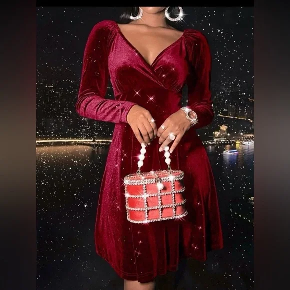 SHEIN | Dresses | Holiday Party Dress Burgundy | Poshmark SHEIN | Dresses | Holiday Party Dress Burgundy | Poshmark